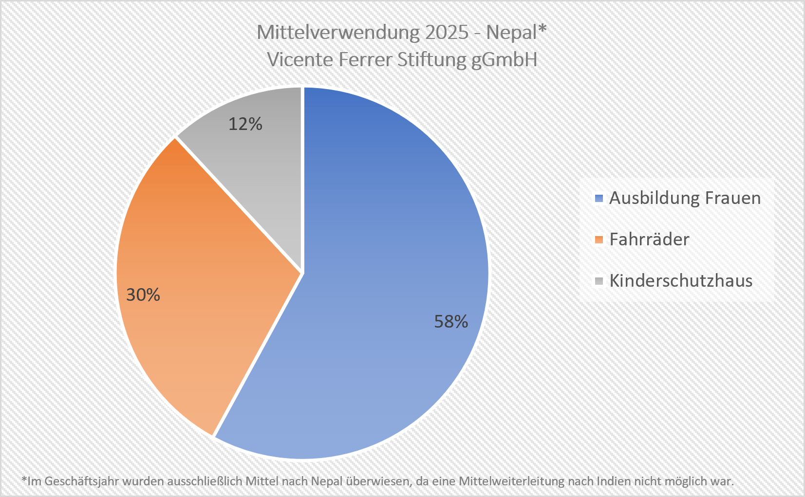 Übersicht über die Verwendung der Spenden der Vicente Ferrer Stiftung und Fördergelder für Indien